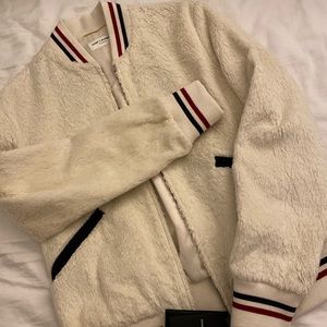 Saint Laurent White Faux-fur Teddy Bomber